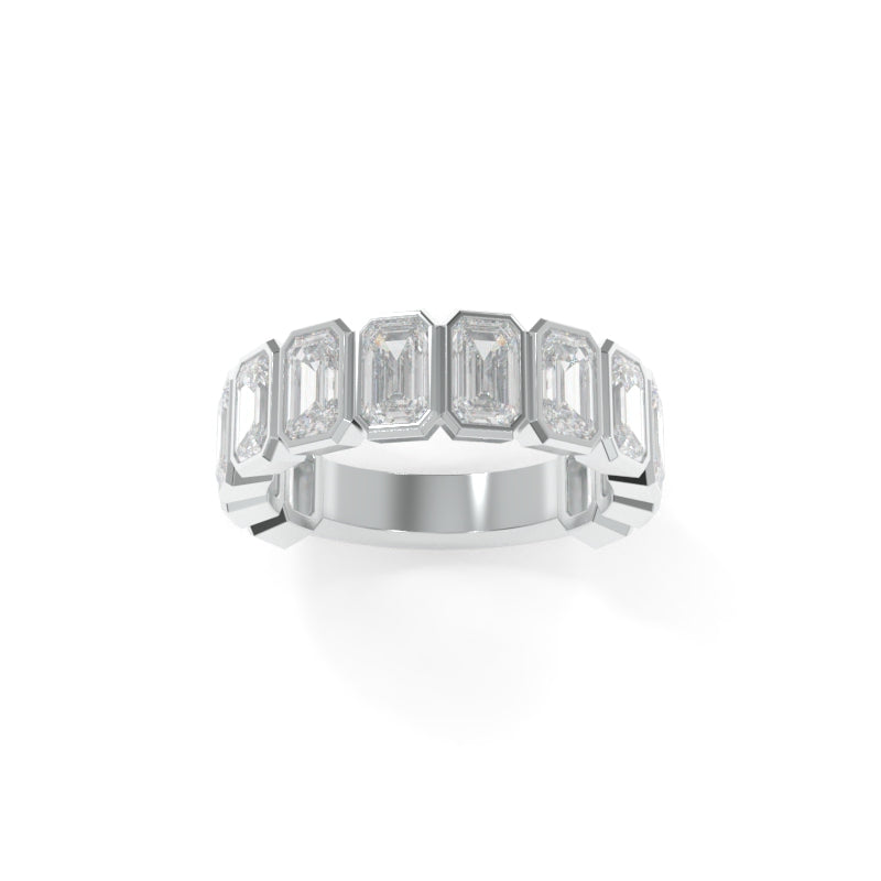 Maya Bezel Emerald Band - 18K White Gold