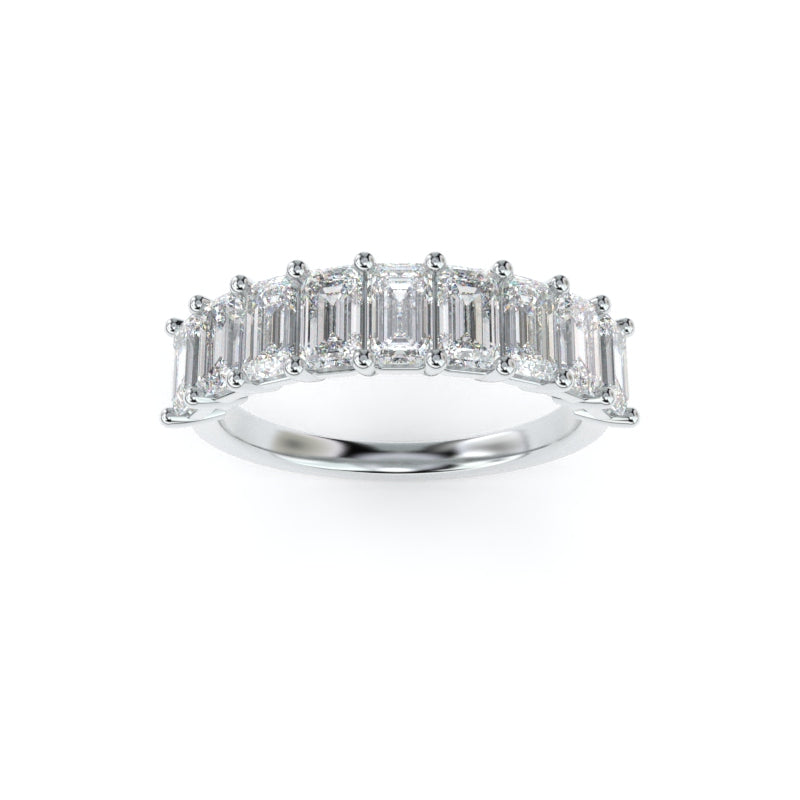 Moissanite Emerald Cut Eternity Band | 14K White Gold | Charles & Colvard