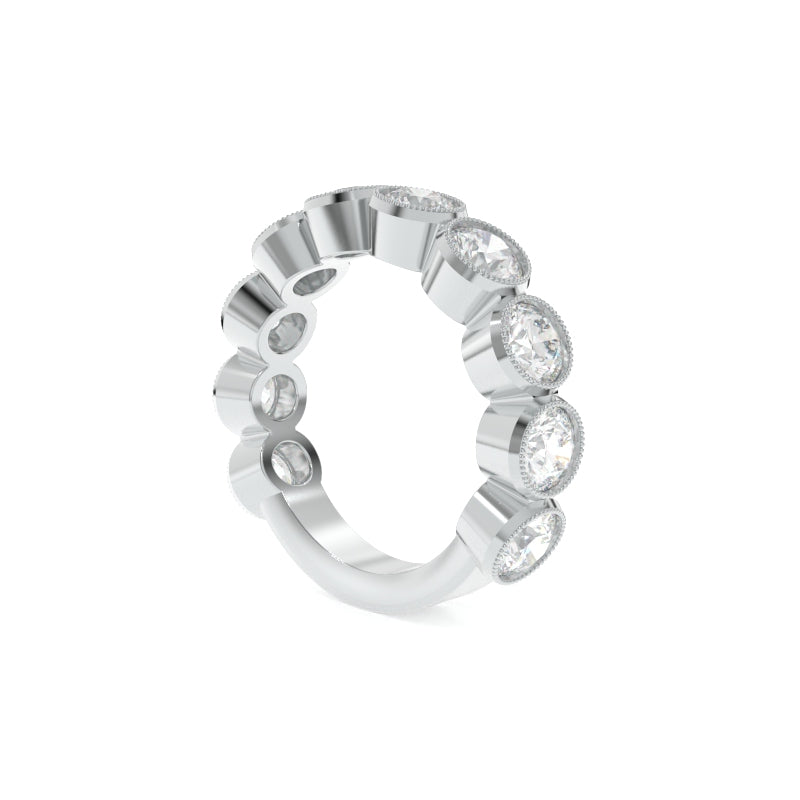 Maya Bezel Round Band - 18K White Gold