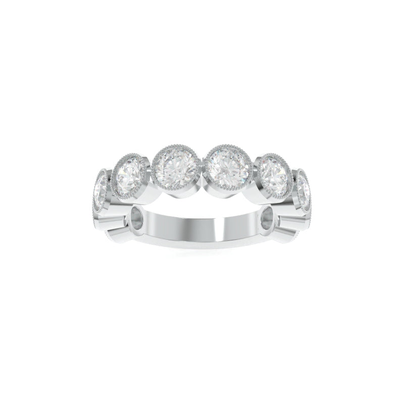 Maya Bezel Round Band - 18K White Gold