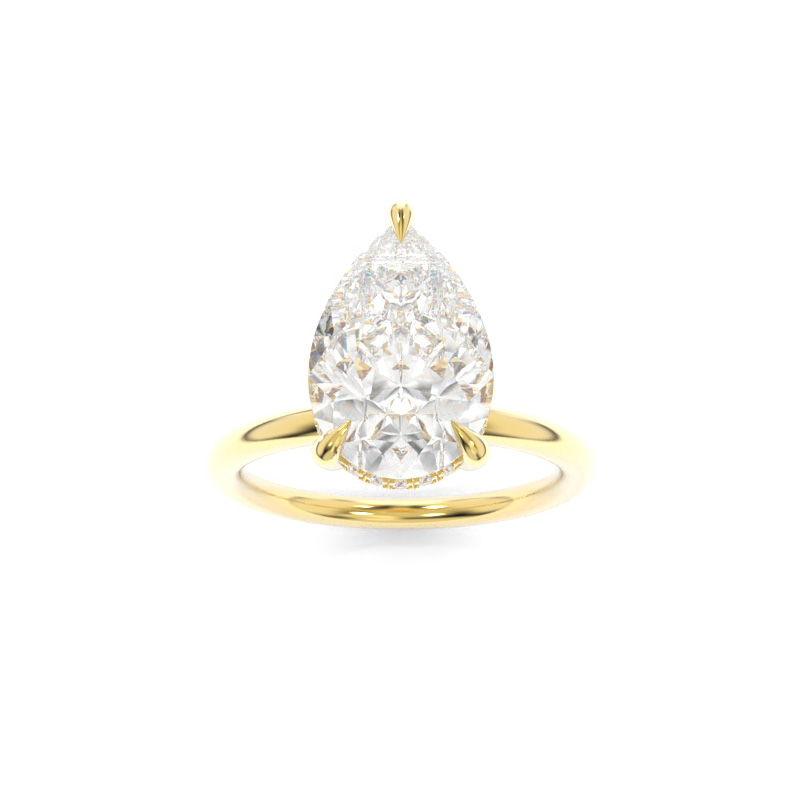 3.5 Ctw Solitaire Pear-Cut Engagement Ring in 18K Gold